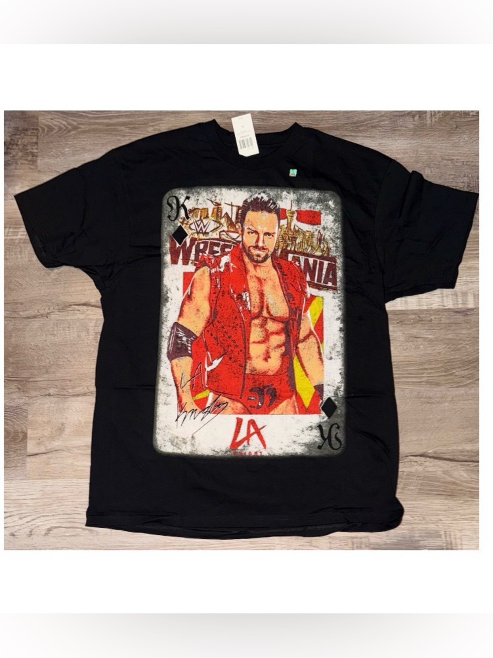 NWT Men's WWE LA Knight Wrestlemania Card Shirt Size XL
